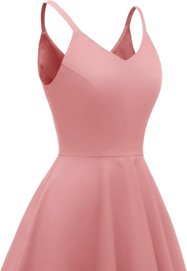Women's 1950s Retro Vintage Spaghetti Strap Cocktail Swing Dresses with Pockets - Image 5