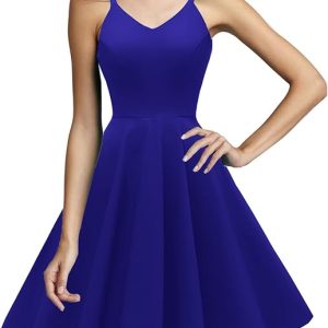 Women's 1950s Retro Vintage Spaghetti Strap Cocktail Swing Dresses with Pockets