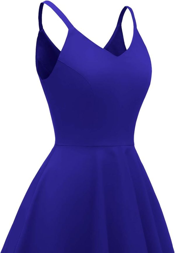 Women's 1950s Retro Vintage Spaghetti Strap Cocktail Swing Dresses with Pockets - Image 3