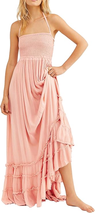 Women's Summer Floral Boho Maxi Dress Wrap Short Sleeve V Neck Ruffle A-Line Flowy Wedding Guest Long Dresses - Image 3