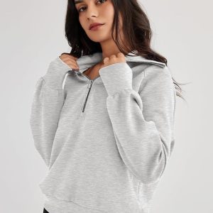 Trendy Queen Womens Zip Up Hoodies Jackets Cropped Sweatshirts Fleece Fall Outfits Casual Comfy Tops Winter Clothes 2025